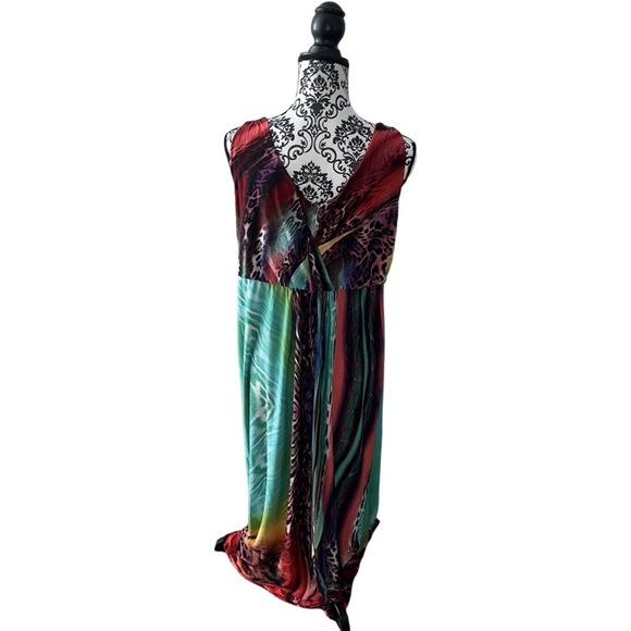 Kate & Mallory Red and Blue watercolor Maxi Dress - Picture 8 of 8